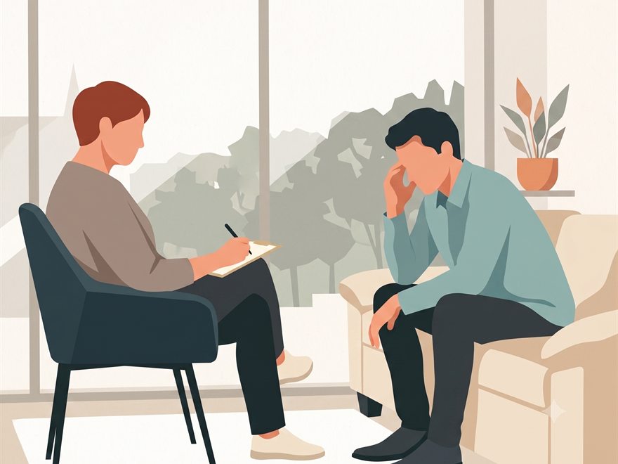 A counsellor listening to a client one-on-one